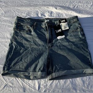 NWT Lee Women's Classic Mid-Rise Short Blue Jean Shorts Sleet Indigo Size 16 Reg